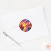 STICKER ROND COUCHER DE SOLEIL DE VILLE (Enveloppe)