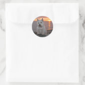 Sticker Rond Coucher de soleil de Westie (Sac)