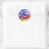 Sticker Rond Coucher de soleil Dream paysage aquarelle art (Sac)