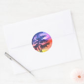 Sticker Rond Coucher de soleil Dream paysage aquarelle art (Enveloppe)