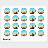 Sticker Rond Coucher de soleil du Saguaro (Feuille)