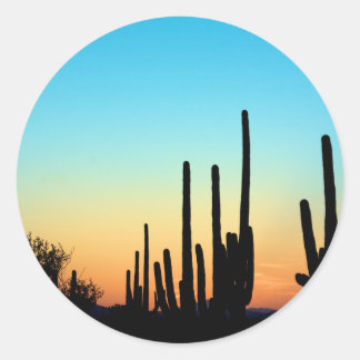 Sticker Rond Coucher de soleil du Saguaro