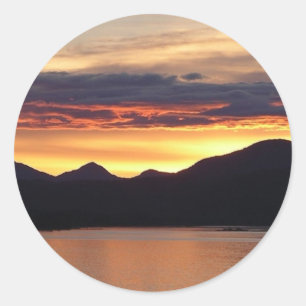 Sticker Rond Coucher de soleil en Alaska I Photographie de l'Al