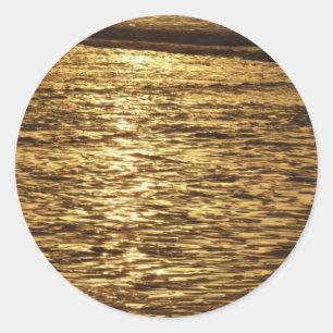 Sticker Rond Coucher de soleil en Californie Vagues Océan Paysa