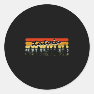 Sticker Rond Coucher de soleil en forêt lettone Cabane Souvenir