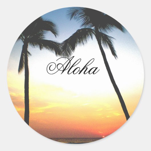 Sticker Rond Coucher de soleil Hawaii (Devant)