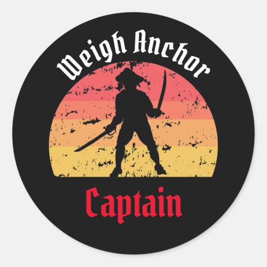 Sticker Rond Coucher de soleil jolly roger (Devant)