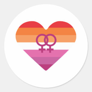 Sticker Rond Coucher de soleil lesbien Cœur WLW