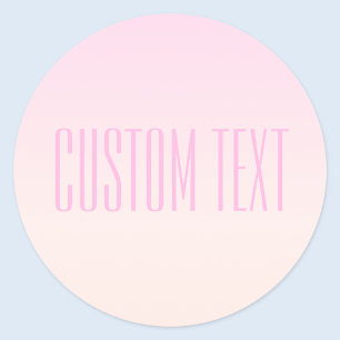 Sticker Rond Coucher de soleil ombré rose à pêche avec texte pe