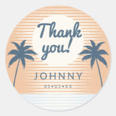 Sticker Rond coucher de soleil orange bleu merci (Devant)