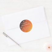 Sticker Rond Coucher de soleil orange + Étoiles blanches Texte/ (Enveloppe)