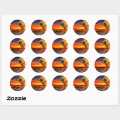 Sticker Rond Coucher de soleil sur ballon (Feuille)