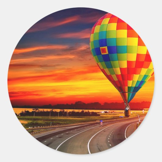 Sticker Rond Coucher de soleil sur ballon (Devant)