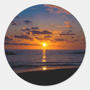Sticker Rond Coucher de soleil sur la mer