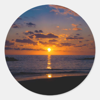 Sticker Rond Coucher de soleil sur la mer