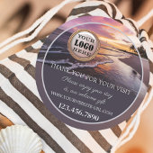 Sticker Rond Coucher de soleil sur la plage Merci