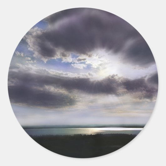 Sticker Rond Coucher de soleil sur le lac (Devant)