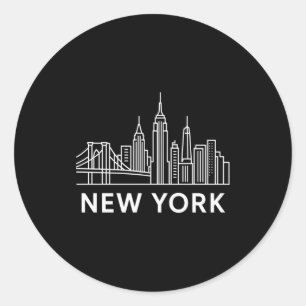 Sticker Rond Coucher de soleil sur New York City Minimaliste Li