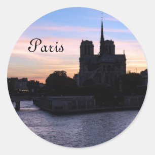 Sticker Rond Coucher de soleil sur Notre Dame de Paris