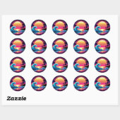 Sticker Rond Coucher de soleil Surf (Feuille)