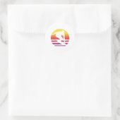 Sticker Rond Coucher de soleil surfeur Rétro (Sac)