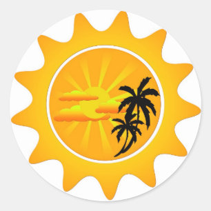 Sticker Rond Coucher de soleil tropical