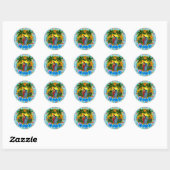 Sticker Rond Coucher de soleil tropical (Feuille)
