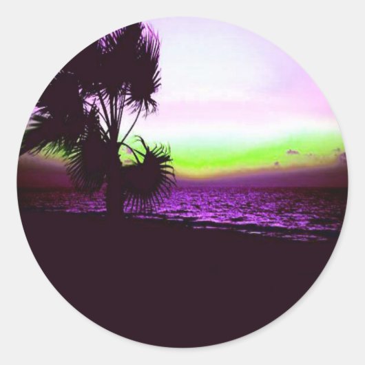 Sticker Rond Coucher de soleil tropical (Devant)