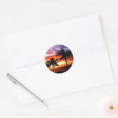 Sticker Rond Coucher de soleil tropical (Enveloppe)