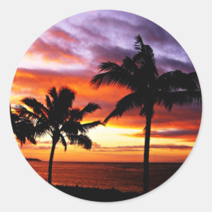 Sticker Rond Coucher de soleil tropical