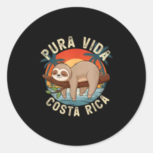 Sticker Rond Coucher de soleil tropical Nature Paresseux Costa