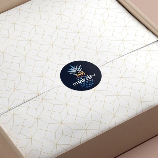 Sticker Rond Coucher de soleil tropical personnalisé sur ananas