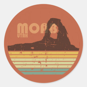 Sticker Rond Coucher de soleil vintage Arches National Park - M