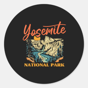 Sticker Rond Coucher de soleil vintage dans le parc national de