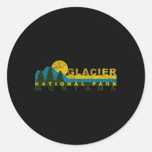 Sticker Rond Coucher de soleil vintage sur les montagnes du Par