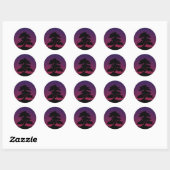 Sticker Rond Coucher de soleil violet de Bonsai (Feuille)