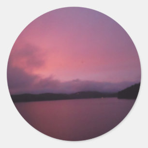 Sticker Rond Coucher de soleil violet sur le lac Arrowhead