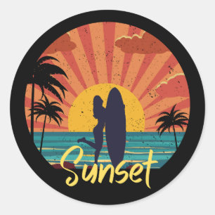 Sticker Rond Coucher du soleil