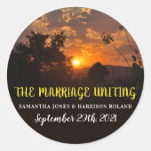 Sticker Rond Coucher du soleil du soir, Mariage rustique (Devant)