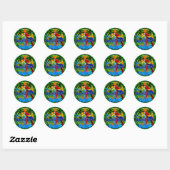 Sticker Rond Coucher du soleil sur l'île (Feuille)