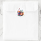 Sticker Rond Coucou aquarelle et fleurs (Sac)