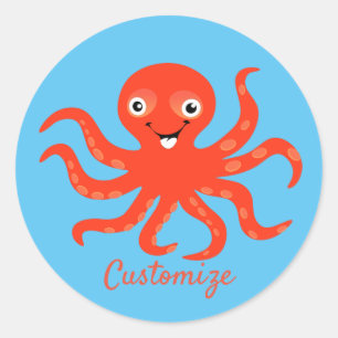 Sticker Rond Coucou rouge souriant Octopus Thunder_Cove