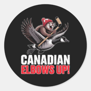 Sticker Rond Coudes de hockey canadiens vers le haut Rétro drôl