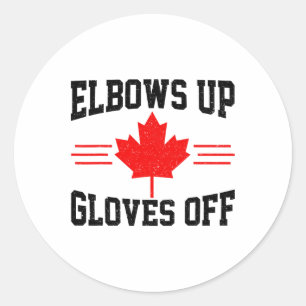 Sticker Rond Coudes relevés gants écartés drapeau du Canada hoc