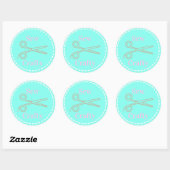 Sticker Rond Coudre Cercle bleu Aqua Crafty avec ciseaux (Feuille)