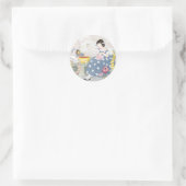 Sticker Rond Coudre dans un jardin de Foxglove & Poppies (Sac)