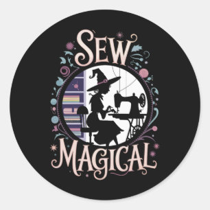Sticker Rond Coudre Magique Drôle Halloween