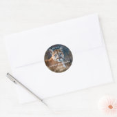 Sticker Rond Cougar Mountain Lion Bible Écriture Job 12:14 (Enveloppe)