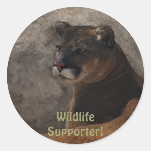 Sticker Rond Cougar Mountain Lion Big Cat Art Design (Devant)