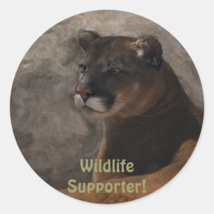 Sticker Rond Cougar Mountain Lion Big Cat Art Design